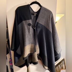 Saks Fifth Avenue Black and Gray Poncho